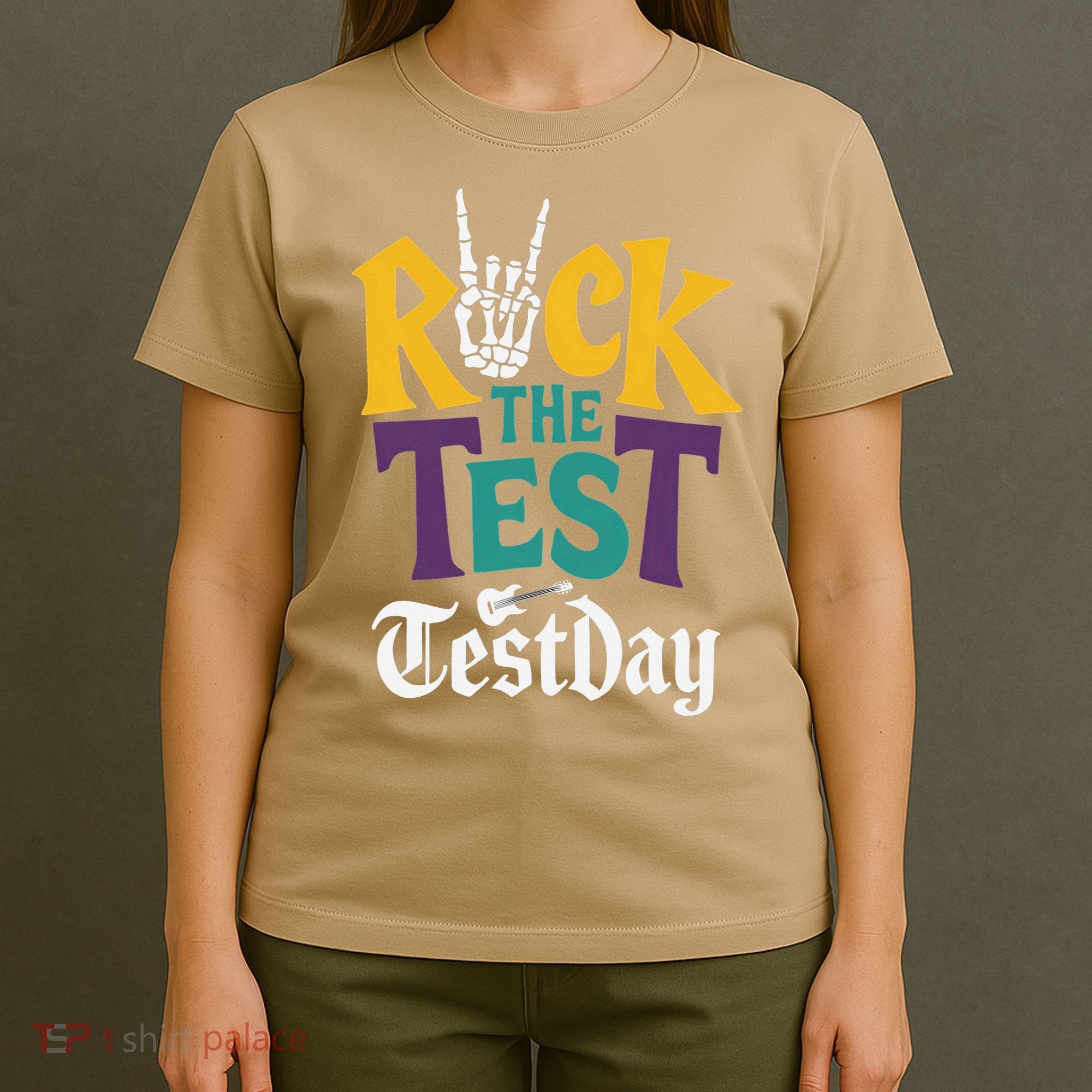 Rock The Test Testing Day Hand Skeleton Teacher Student T-Shirt