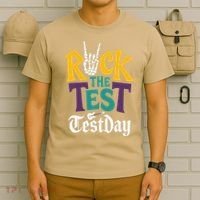 Rock The Test Testing Day Hand Skeleton Teacher Student T-Shirt thumb 6