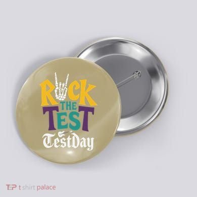 Rock The Test Testing Day Hand Skeleton Teacher Student Button