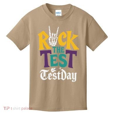 Rock The Test Testing Day Hand Skeleton Teacher Student Kids T-Shirt