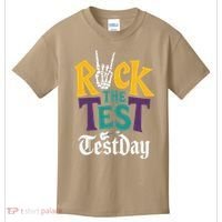 Rock The Test Testing Day Hand Skeleton Teacher Student Kids T-Shirt thumb 0