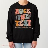 Rock The Test Dont Stress Just Do Your Best Teacher Retro Women's Sweatshirt thumb 0