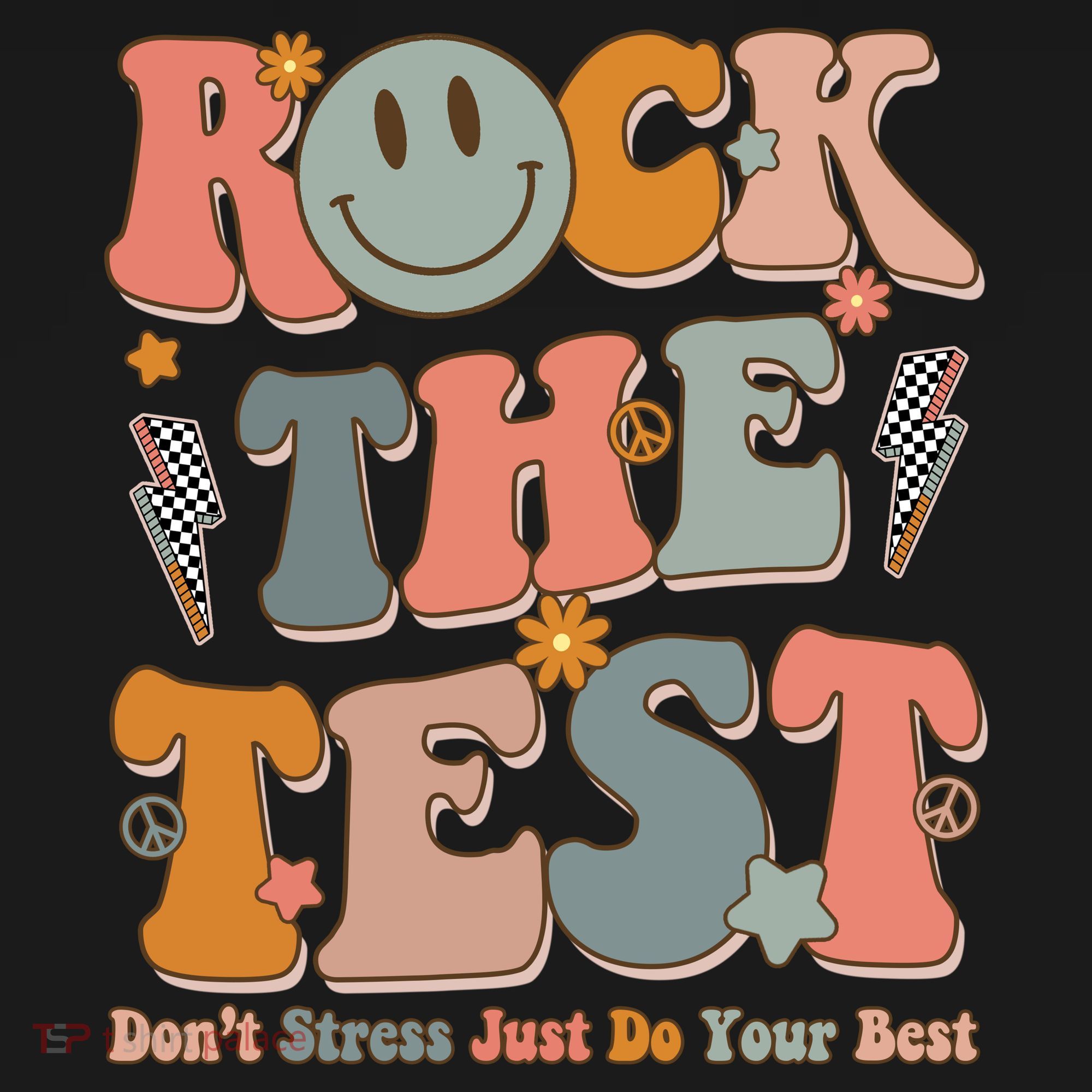 Rock The Test Dont Stress Just Do Your Best Teacher Retro Coaster