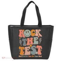 Rock The Test Dont Stress Just Do Your Best Teacher Retro Tote Bag thumb 0