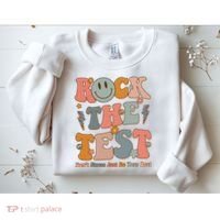 Rock The Test Dont Stress Just Do Your Best Teacher Retro Sweatshirt thumb 2