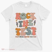 Rock The Test Dont Stress Just Do Your Best Teacher Retro T-Shirt thumb 0