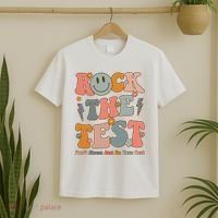 Rock The Test Dont Stress Just Do Your Best Teacher Retro T-Shirt thumb 2