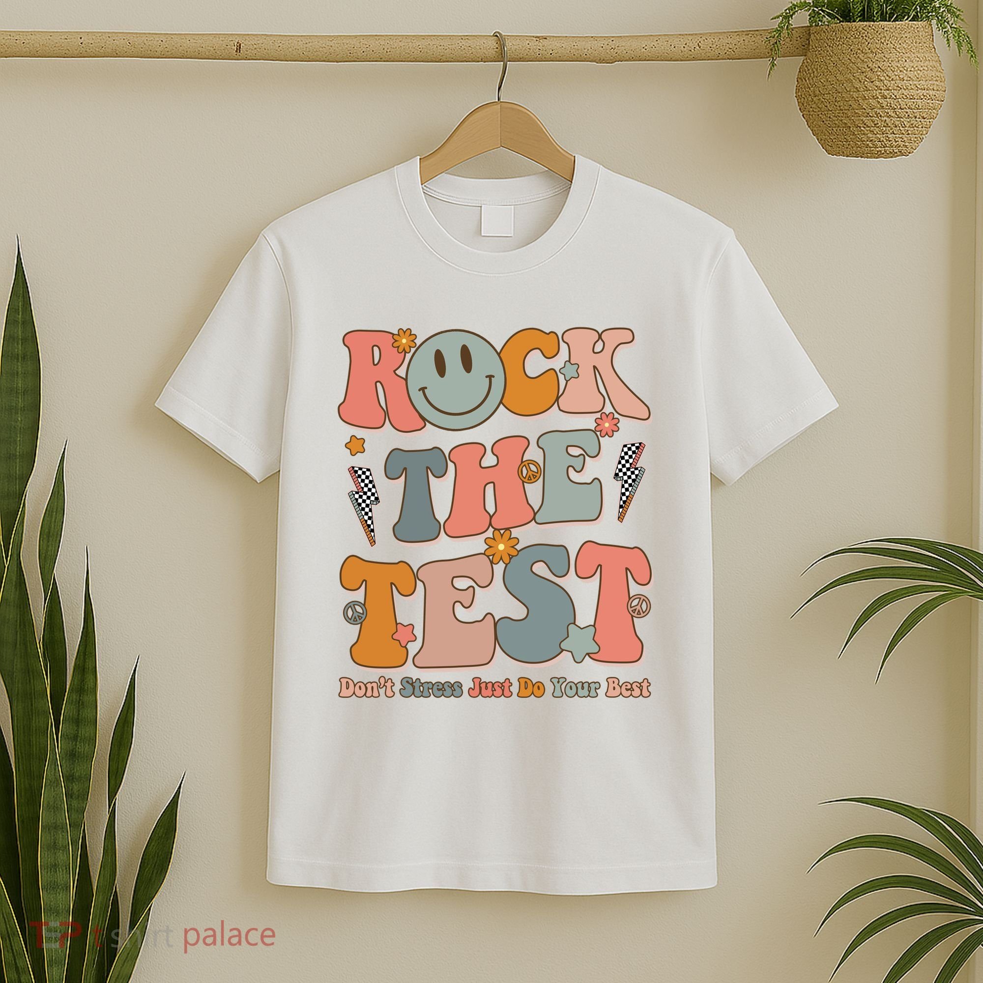 Rock The Test Dont Stress Just Do Your Best Teacher Retro T-Shirt