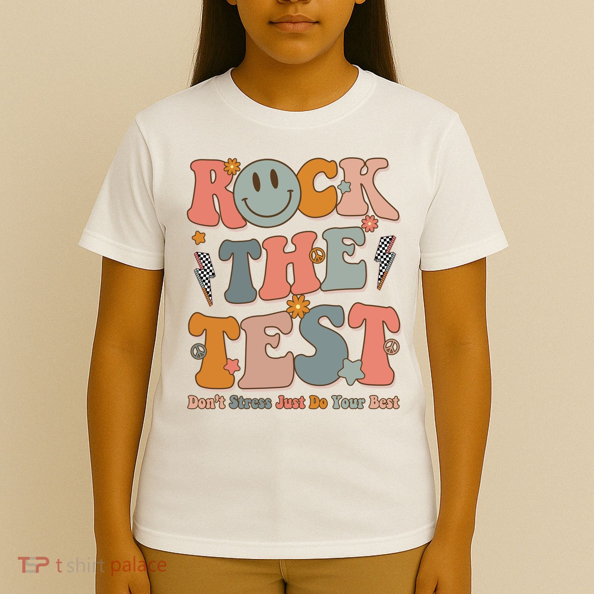 Rock The Test Dont Stress Just Do Your Best Teacher Retro T-Shirt