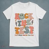 Rock The Test Dont Stress Just Do Your Best Teacher Retro T-Shirt thumb 5