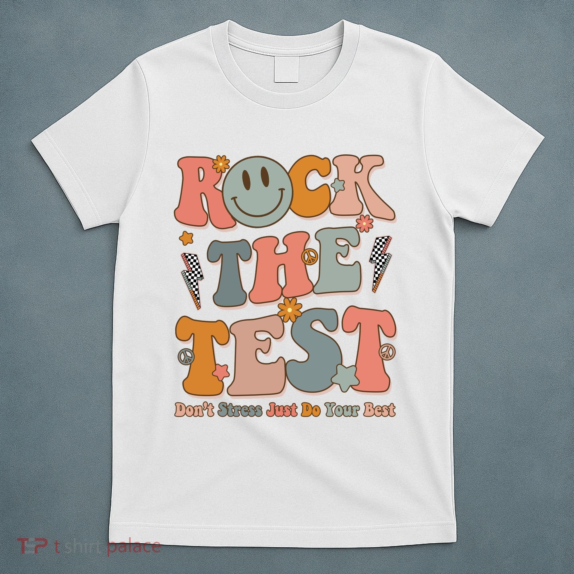 Rock The Test Dont Stress Just Do Your Best Teacher Retro T-Shirt
