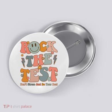 Rock The Test Dont Stress Just Do Your Best Teacher Retro Button