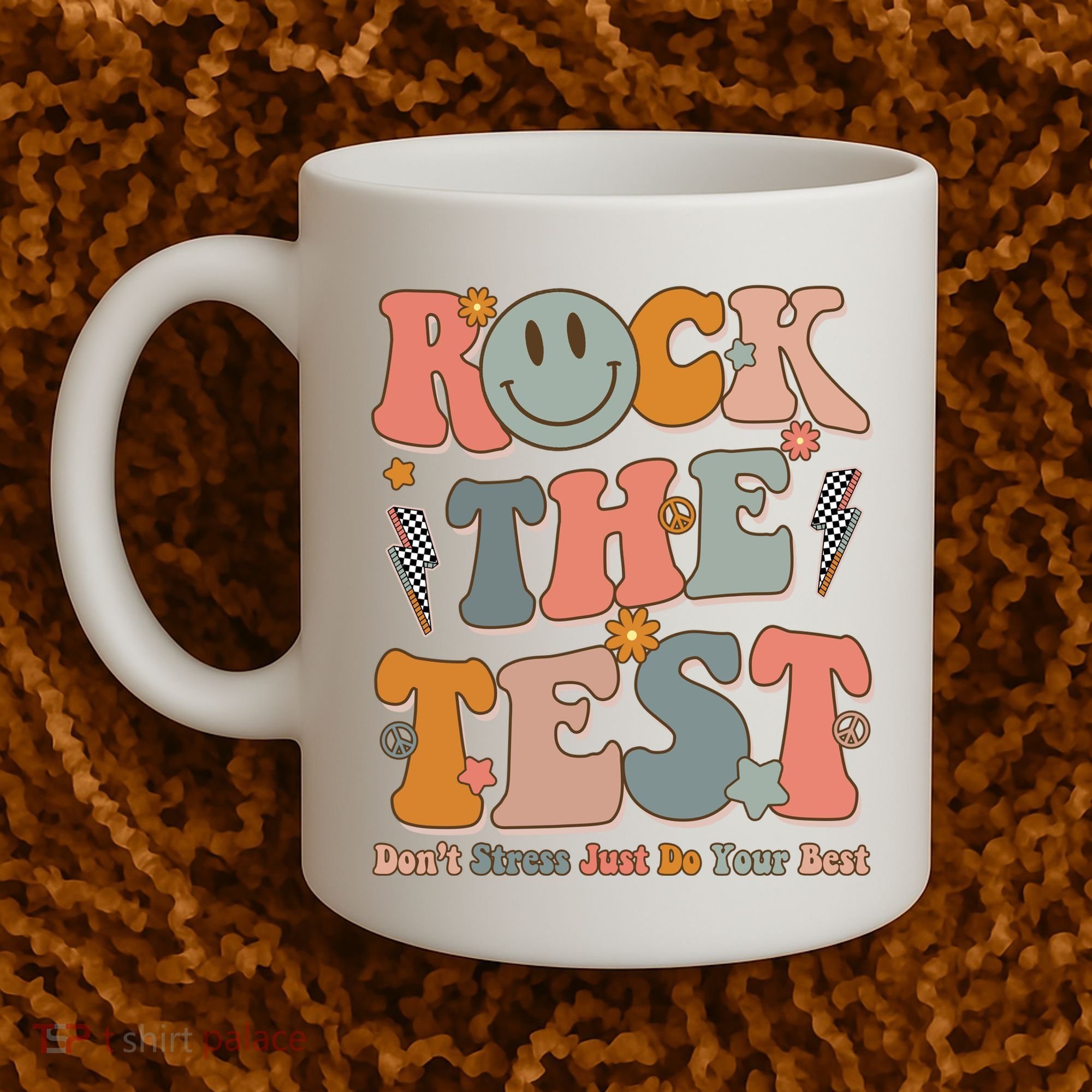 Rock The Test Dont Stress Just Do Your Best Teacher Retro Coffee Mug