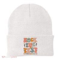 Rock The Test Dont Stress Just Do Your Best Teacher Retro Beanie thumb 0