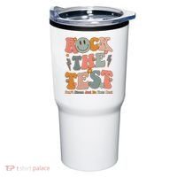 Rock The Test Dont Stress Just Do Your Best Teacher Retro Tumbler thumb 0