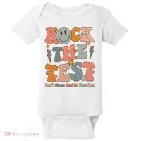Rock The Test Dont Stress Just Do Your Best Teacher Retro Baby Bodysuit thumb 0