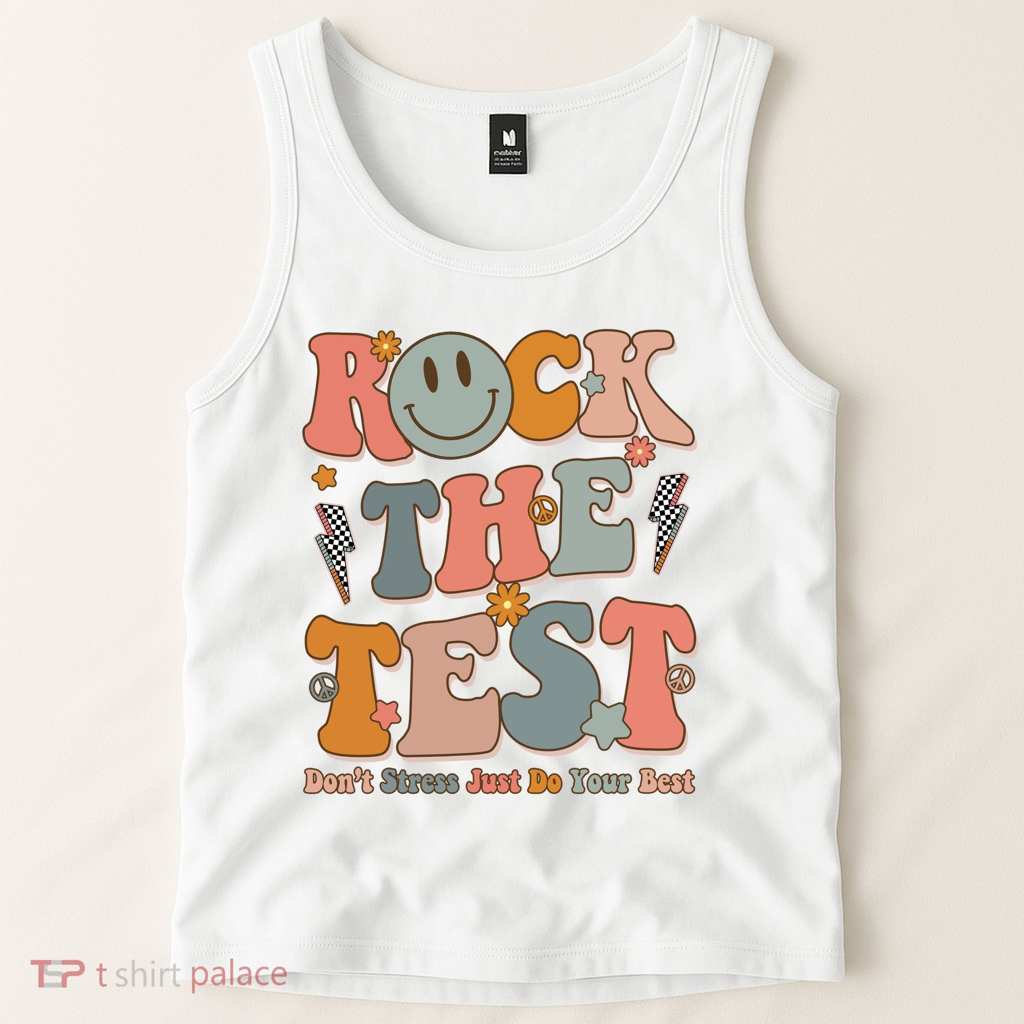 Rock The Test Dont Stress Just Do Your Best Teacher Retro Tank Top