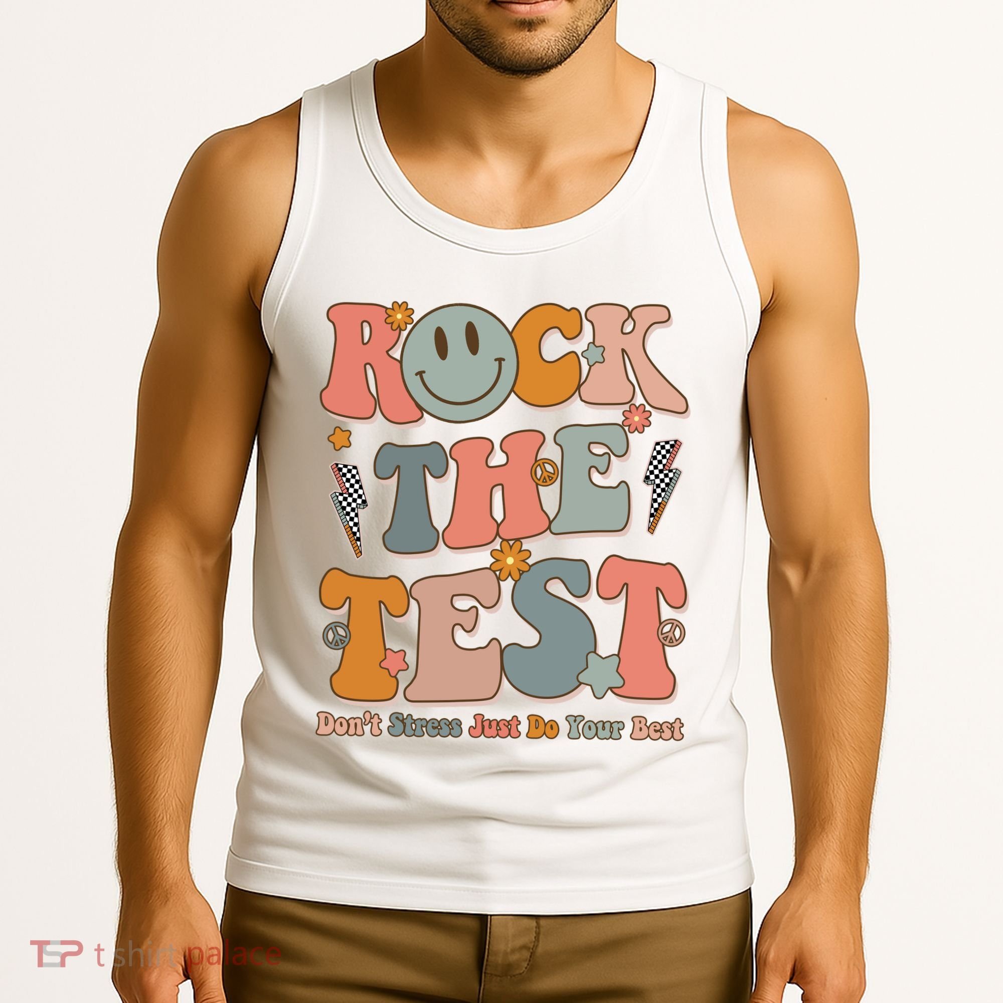 Rock The Test Dont Stress Just Do Your Best Teacher Retro Tank Top