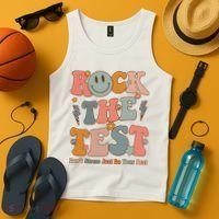 Rock The Test Dont Stress Just Do Your Best Teacher Retro Tank Top thumb 4