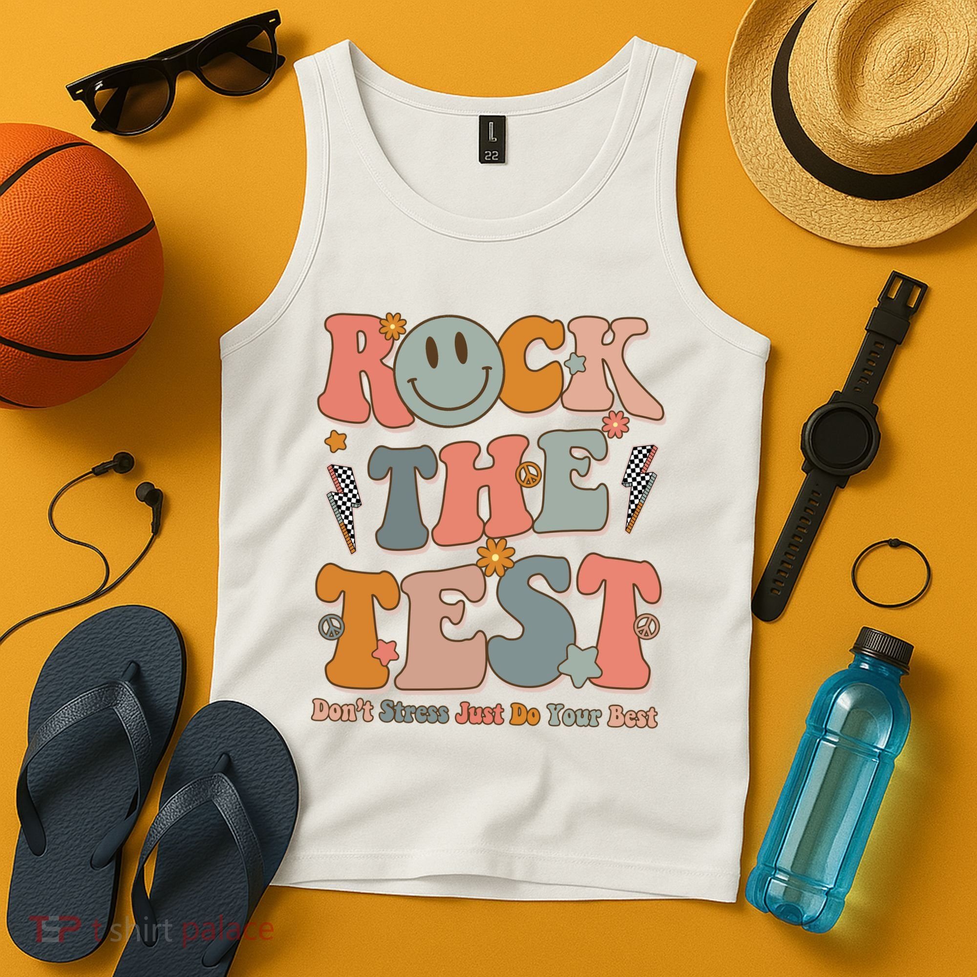 Rock The Test Dont Stress Just Do Your Best Teacher Retro Tank Top