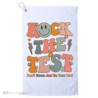 Rock The Test Dont Stress Just Do Your Best Teacher Retro Golf Towel thumb 0