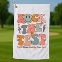 Rock The Test Dont Stress Just Do Your Best Teacher Retro Golf Towel thumb 1