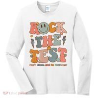 Rock The Test Dont Stress Just Do Your Best Teacher Retro Women's Long Sleeve Shirt thumb 0