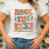 Rock The Test Dont Stress Just Do Your Best Teacher Retro Women's T-Shirt thumb 2