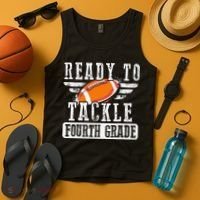 Ready To Tackle Fourth Grade Football Ball Back To School Tank Top thumb 4