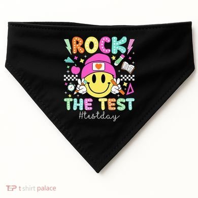 Rock The Test Testing Day Motivational Teachers Students USA-Made Doggie Bandana