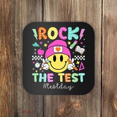 Rock The Test Testing Day Motivational Teachers Students Coaster