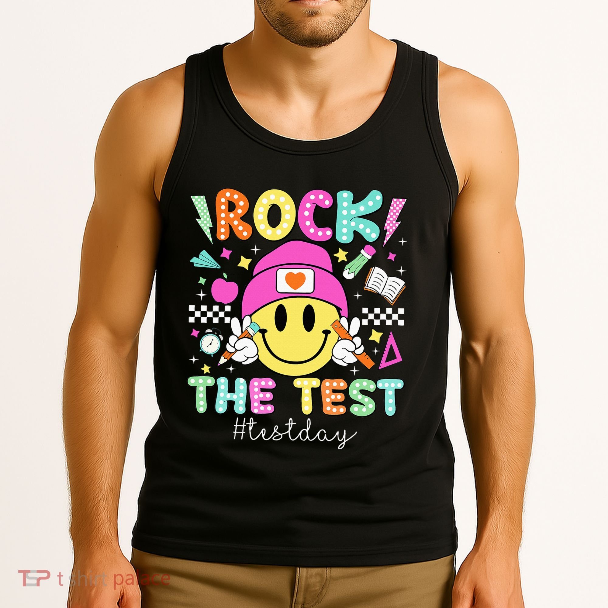 Rock The Test Testing Day Motivational Teachers Students Tank Top