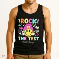 Rock The Test Testing Day Motivational Teachers Students Tank Top thumb 3