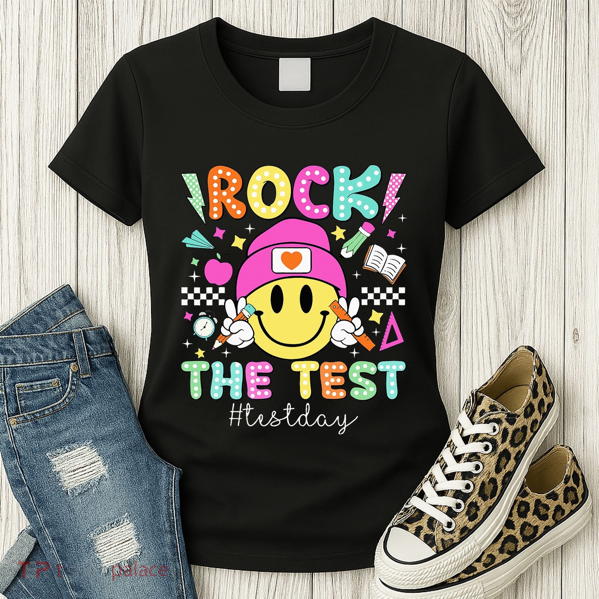 Rock The Test Testing Day Motivational Teachers Students Women's T-Shirt
