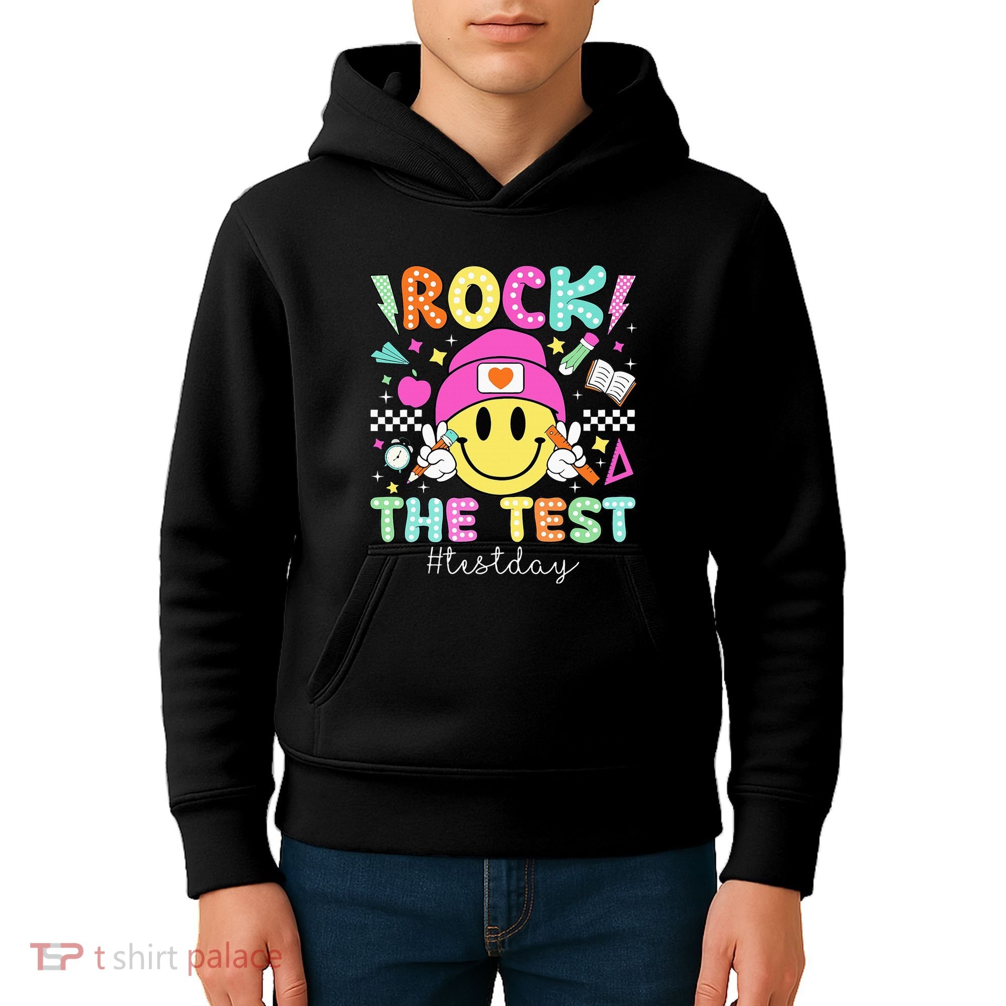 Rock The Test Testing Day Motivational Teachers Students Kids Hoodie
