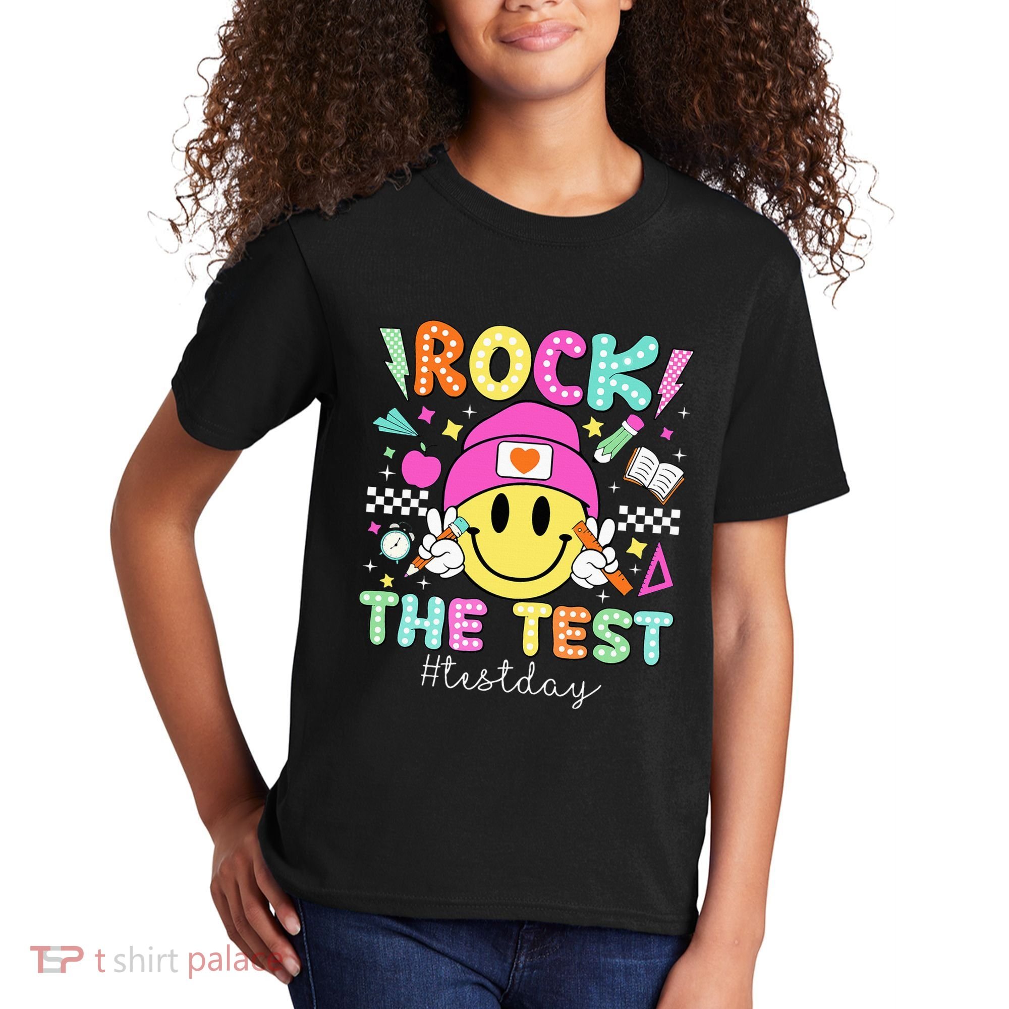 Rock The Test Testing Day Motivational Teachers Students Kids T-Shirt