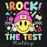 Rock The Test Testing Day Motivational Teachers Students Kids T-Shirt thumb 4