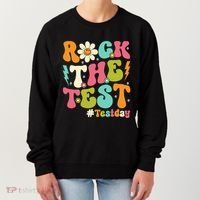 Rock The Test Motivational Retro Teachers Women's Sweatshirt thumb 0