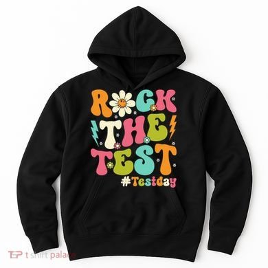 Rock The Test Motivational Retro Teachers Hoodie