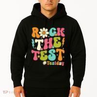 Rock The Test Motivational Retro Teachers Hoodie thumb 2
