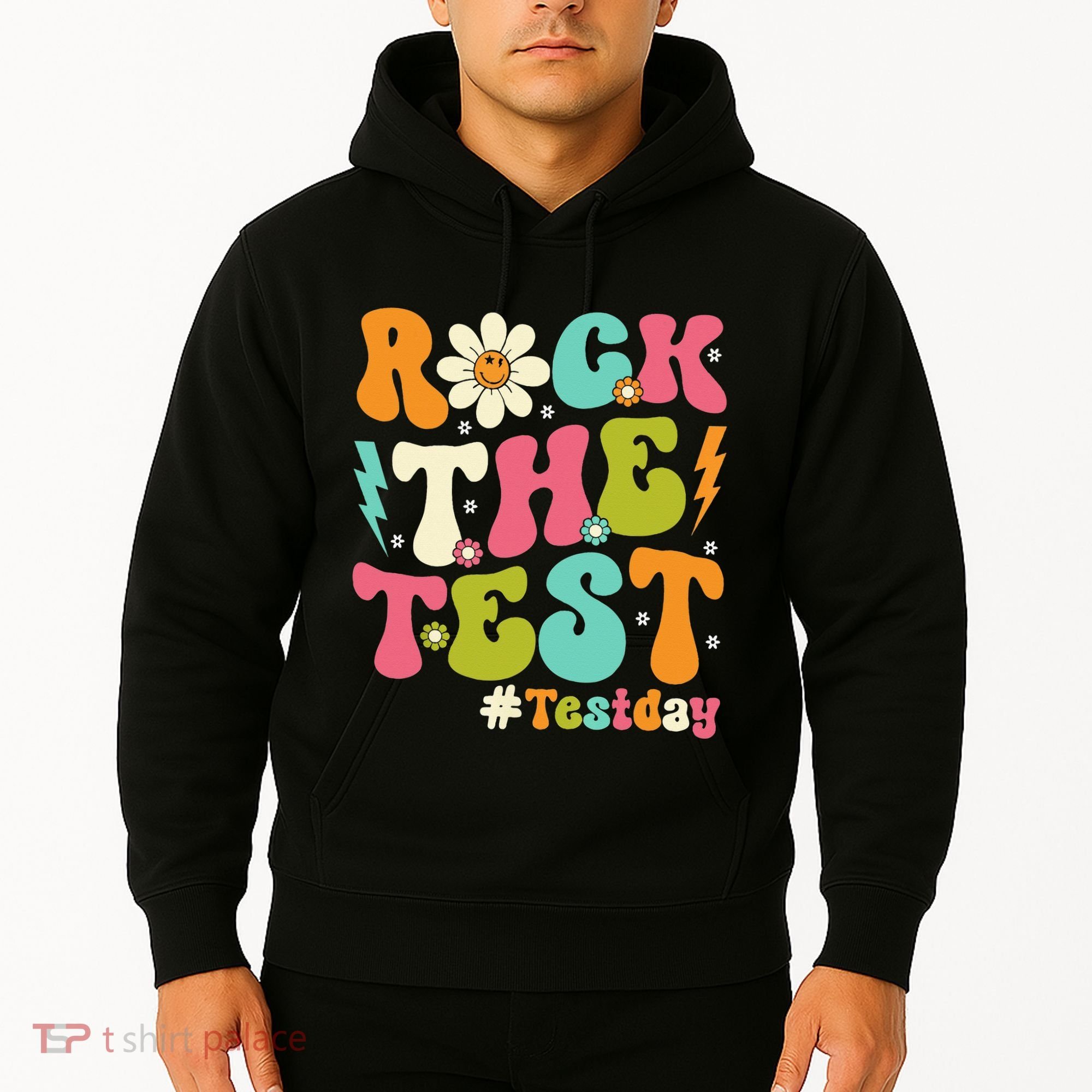 Rock The Test Motivational Retro Teachers Hoodie