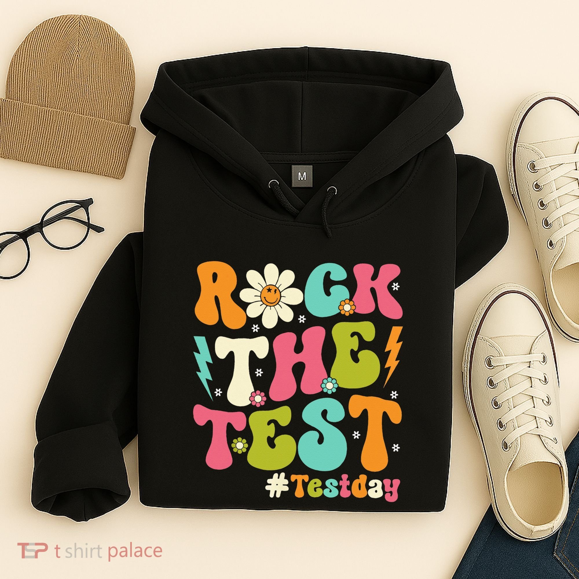Rock The Test Motivational Retro Teachers Hoodie