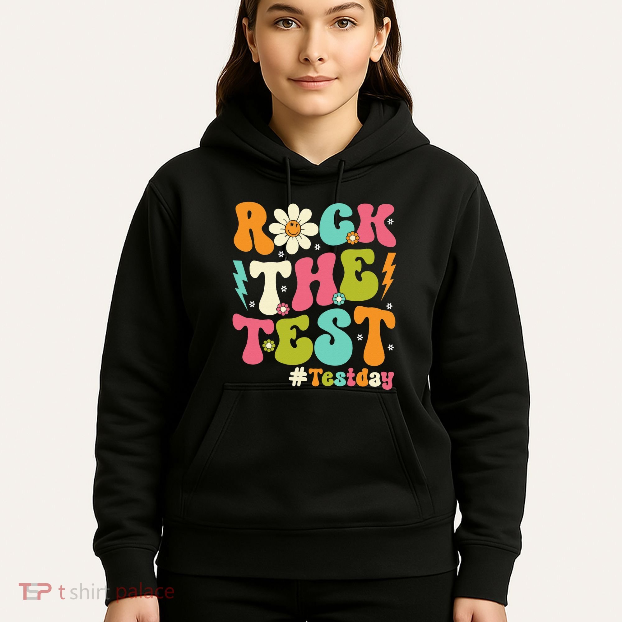 Rock The Test Motivational Retro Teachers Hoodie