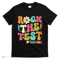Rock The Test Motivational Retro Teachers T-Shirt thumb 0