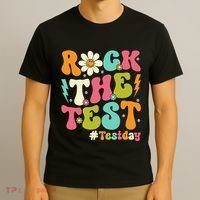 Rock The Test Motivational Retro Teachers T-Shirt thumb 3