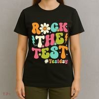 Rock The Test Motivational Retro Teachers T-Shirt thumb 4