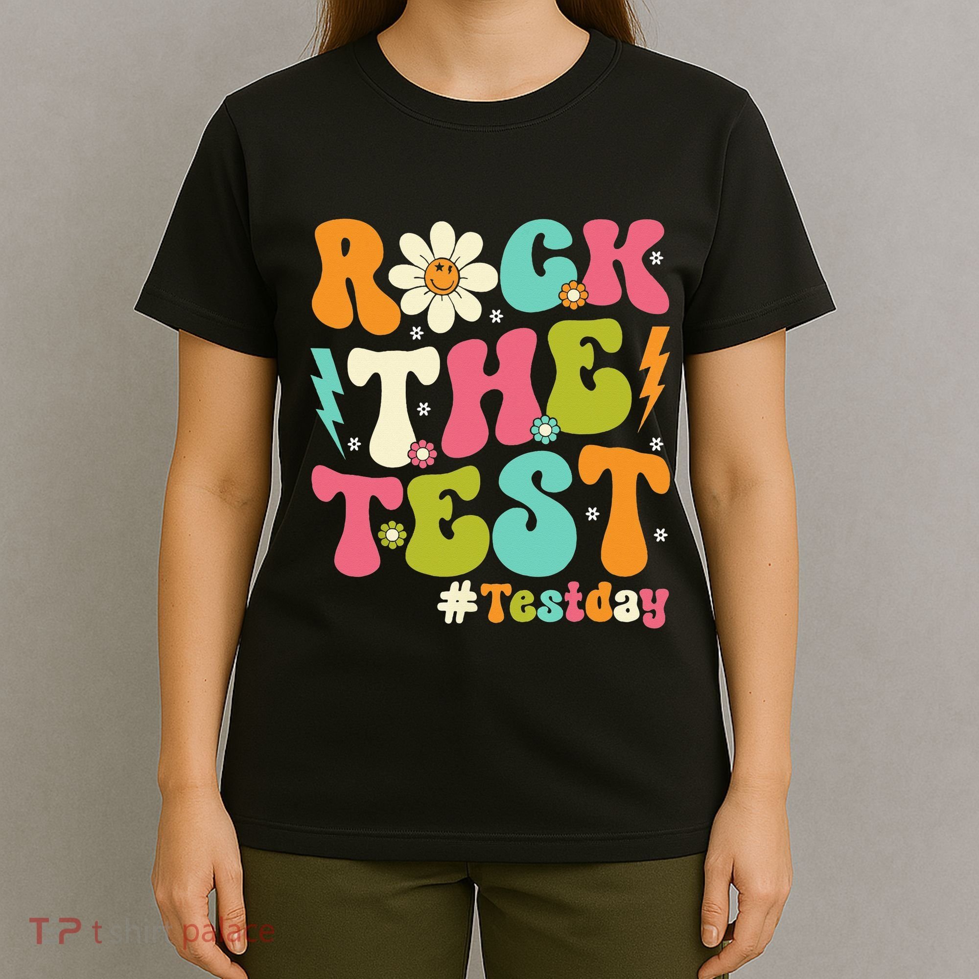 Rock The Test Motivational Retro Teachers T-Shirt