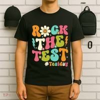 Rock The Test Motivational Retro Teachers T-Shirt thumb 6