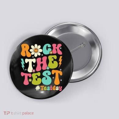 Rock The Test Motivational Retro Teachers Button