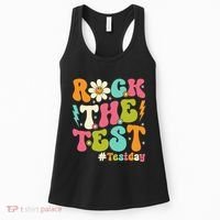 Rock The Test Motivational Retro Teachers Women's Tank Top thumb 0